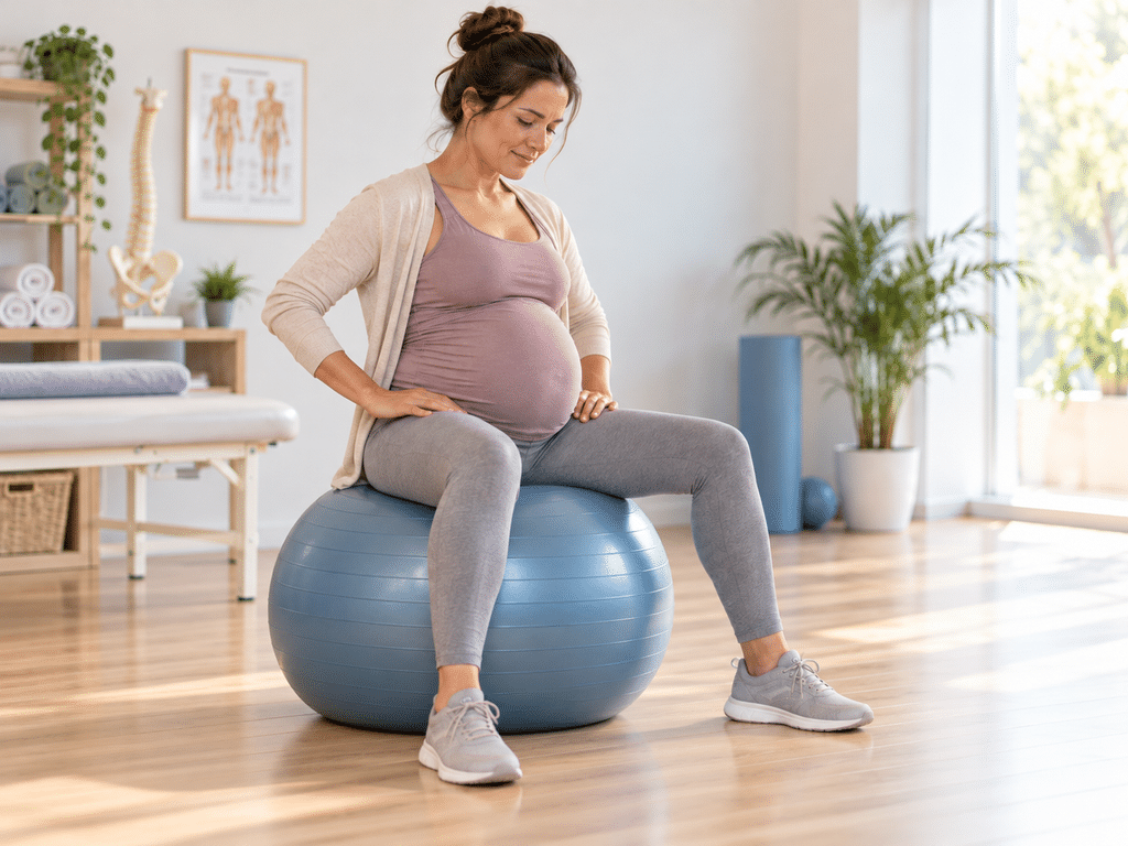 Ciática en el embarazo: síntomas, ejercicios y cómo aliviarla movilidad de pelvis con pelota en el embarazo